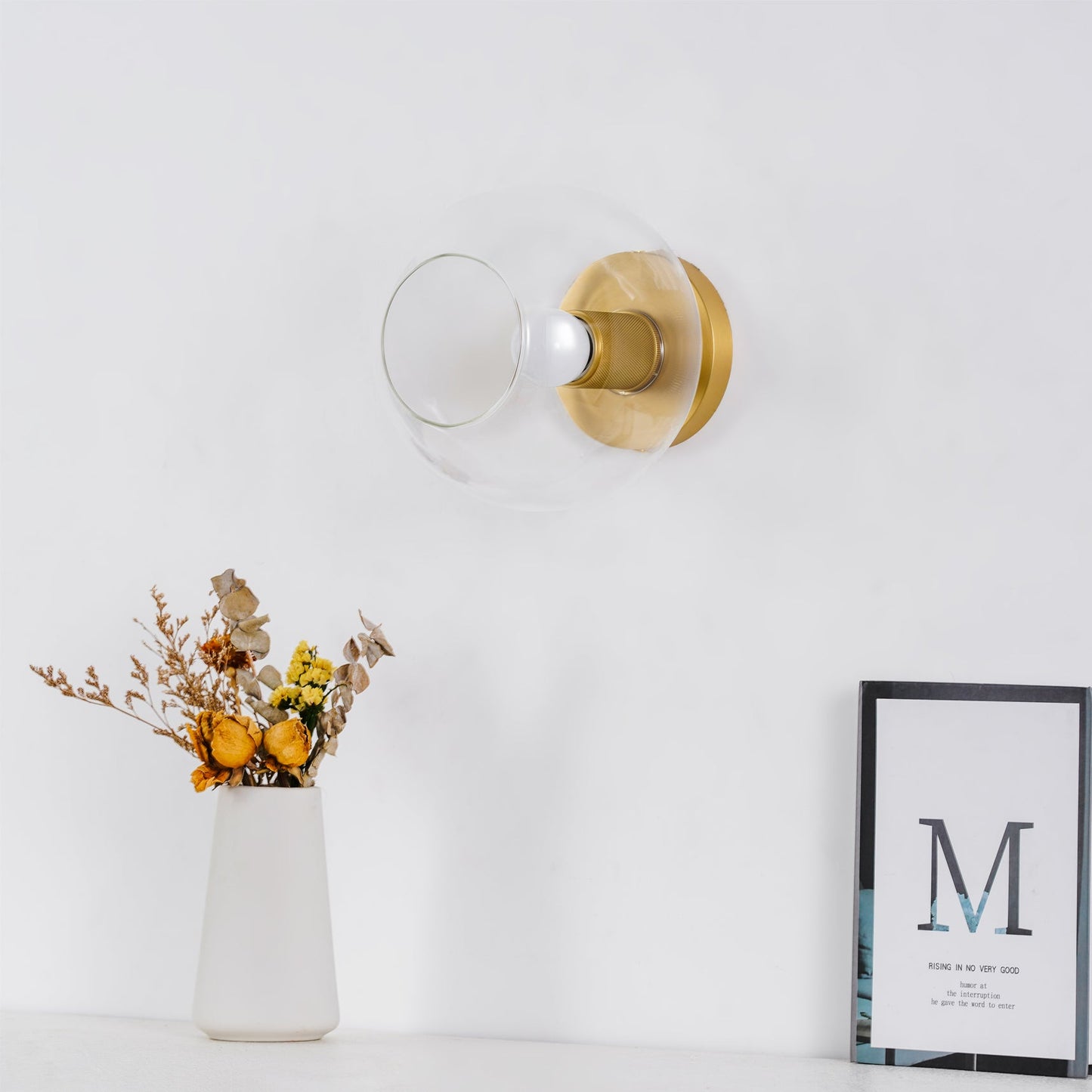 Minimalist Flush Mount Light With Glass Shade and Filament NALANI