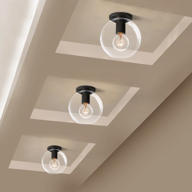 Minimalist Flush Mount Light With Glass Shade and Filament NALANI