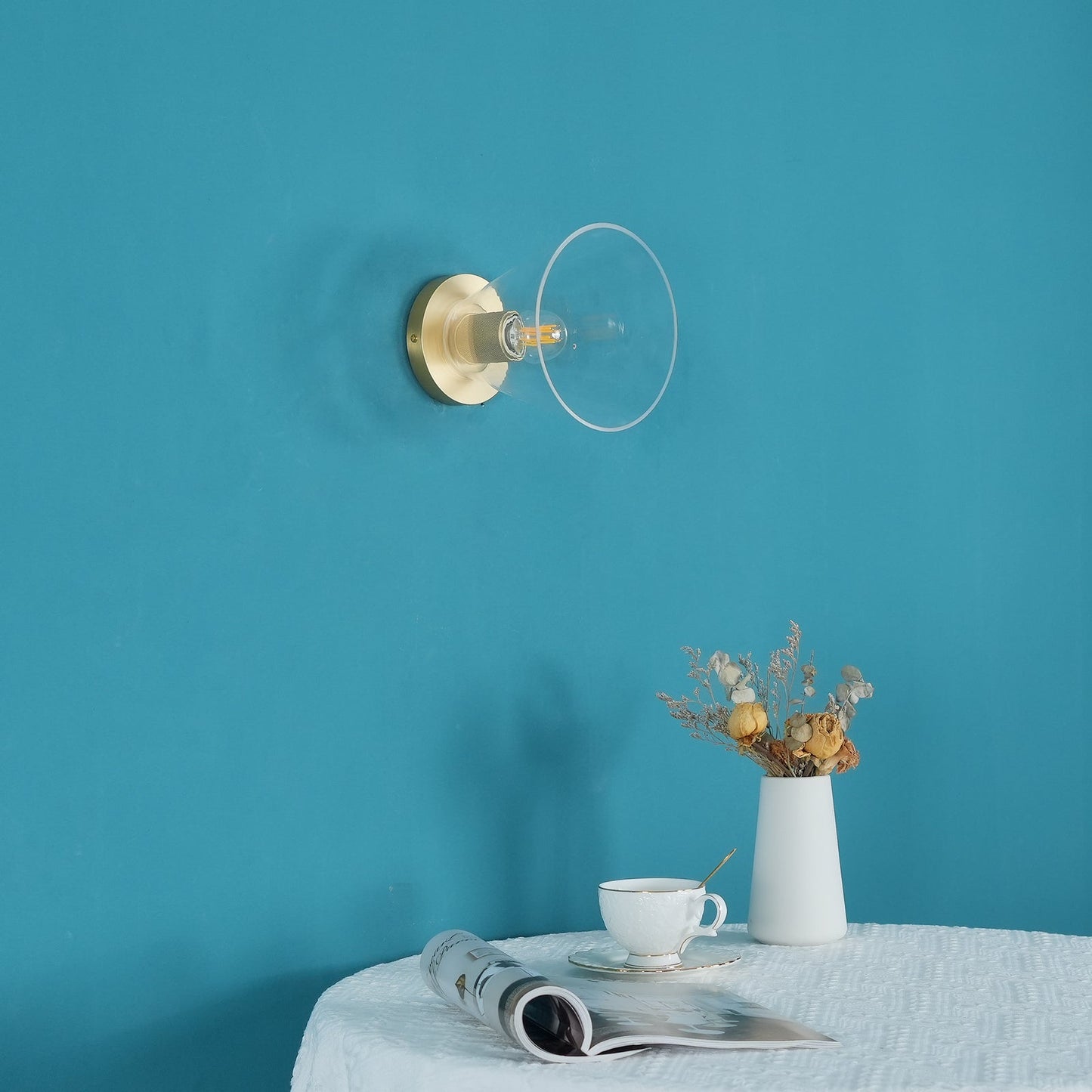 Minimalist Flush Mount Light With Glass Shade and Filament NALANI