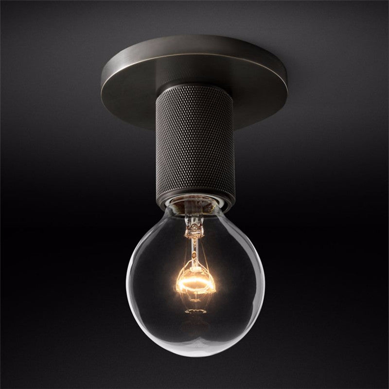 Minimalist Flush Mount Light With Glass Shade and Filament ∅ 4.7" x H 7.1" Dia 12cm x H 18cm Black NALANI