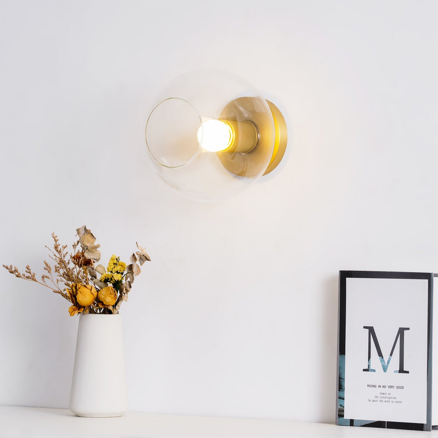 Minimalist Flush Mount Light With Glass Shade and Filament NALANI