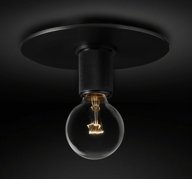 Minimalist Flush Mount Light With Glass Shade and Filament ∅ 7.1" x H 8.7" Dia 18cm x H 22cm Black NALANI