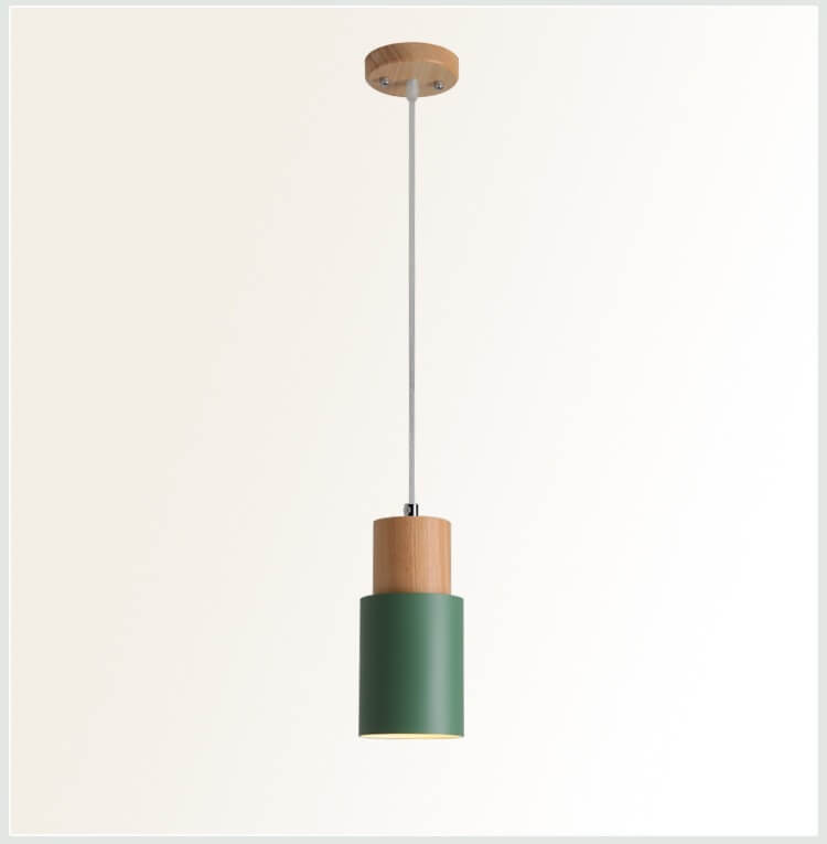 Minimalist LED Cylinder Hanging Light for Scandinavian Decor Green NaLani