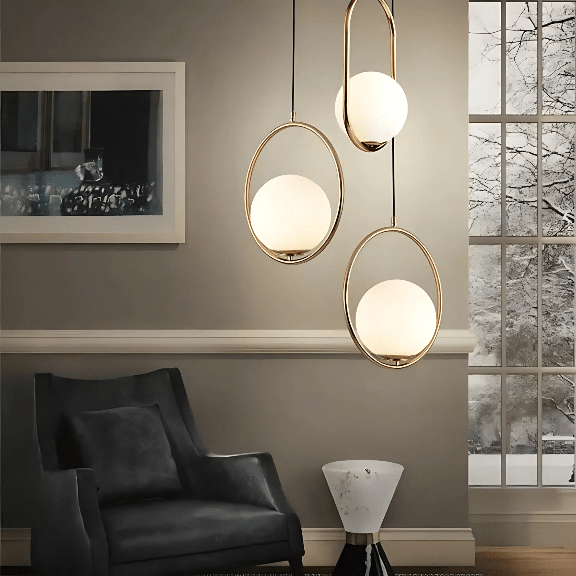 Minimalist Pendant Lights With Frosted Glass Globes NALANI