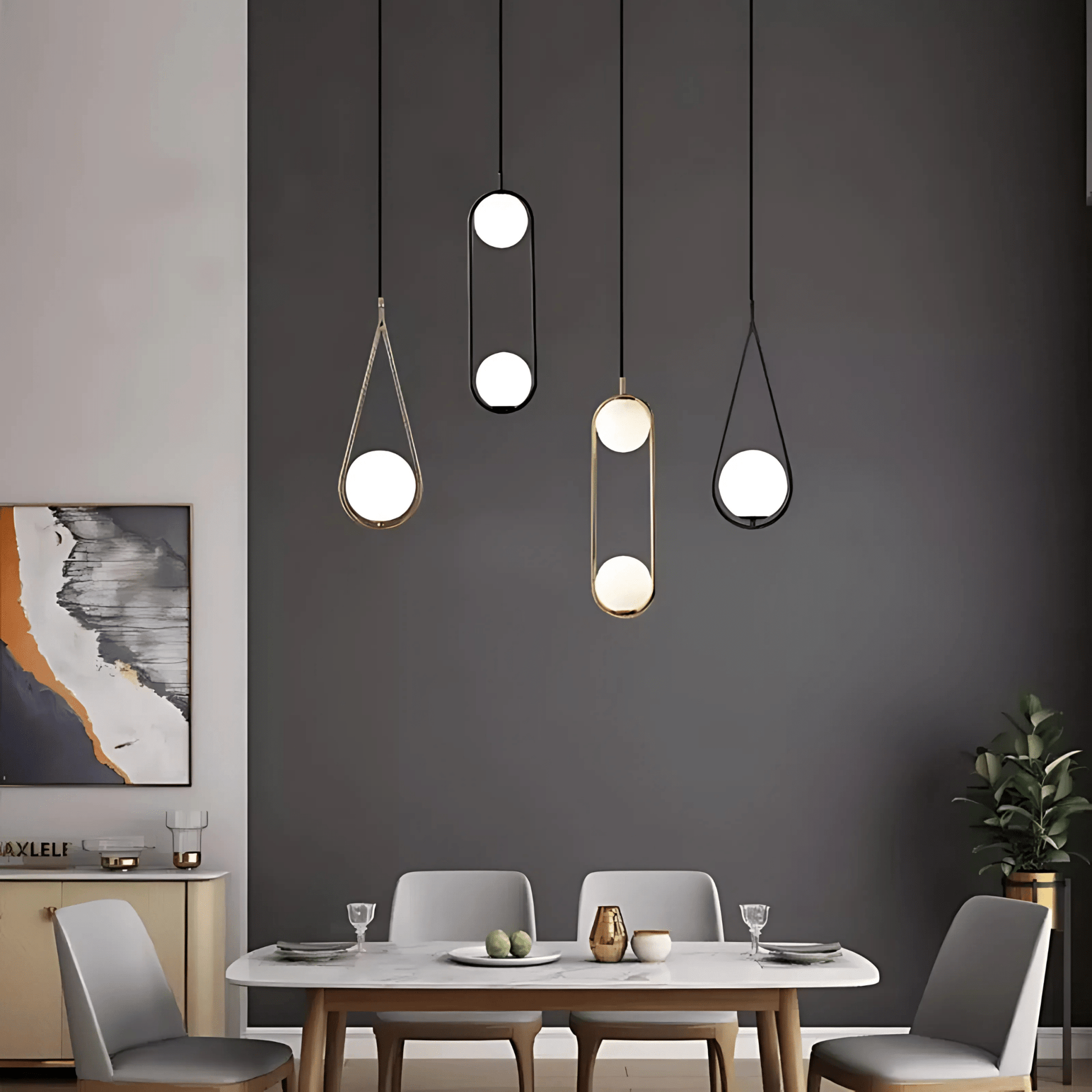 Minimalist Pendant Lights With Frosted Glass Globes NALANI