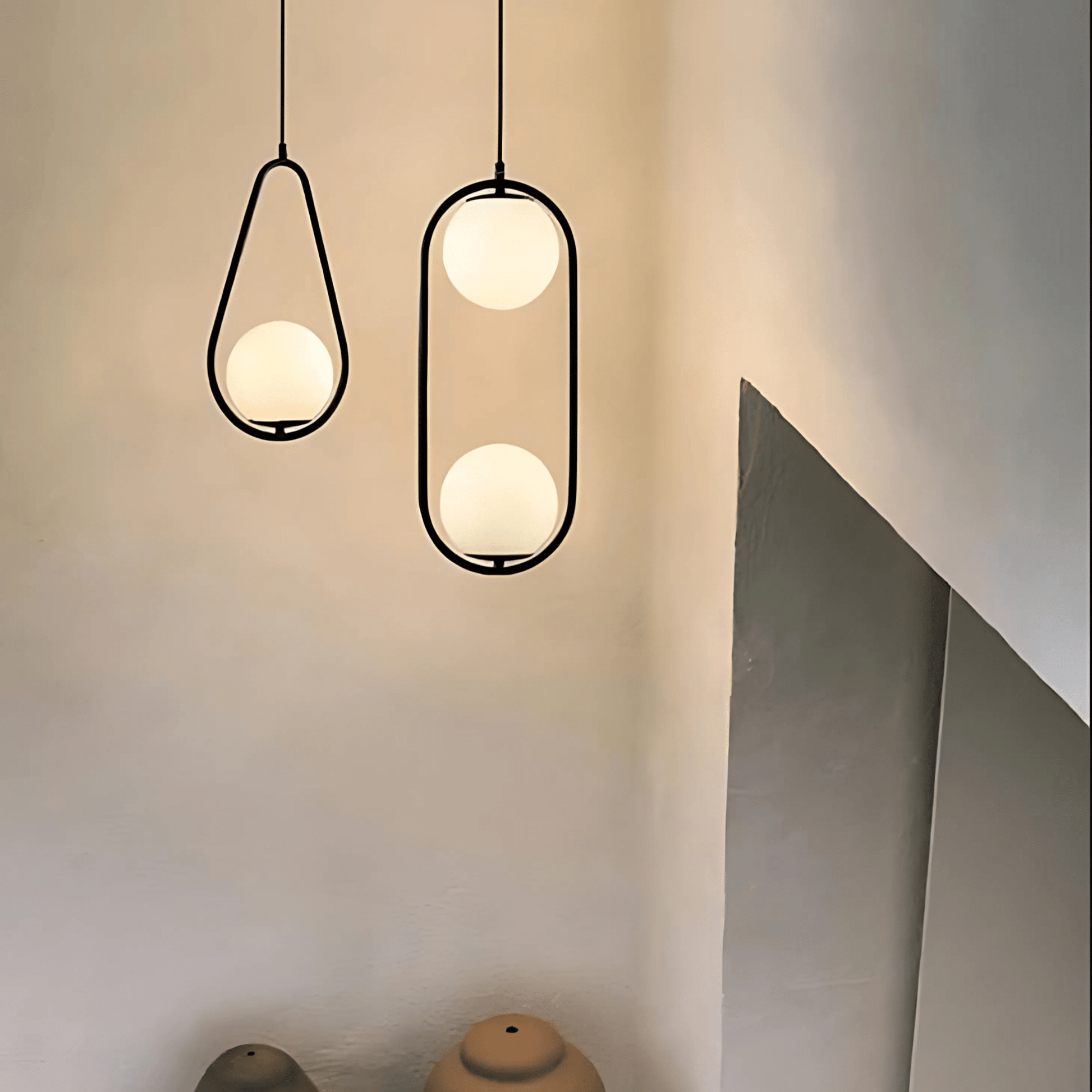 Minimalist Pendant Lights With Frosted Glass Globes NALANI