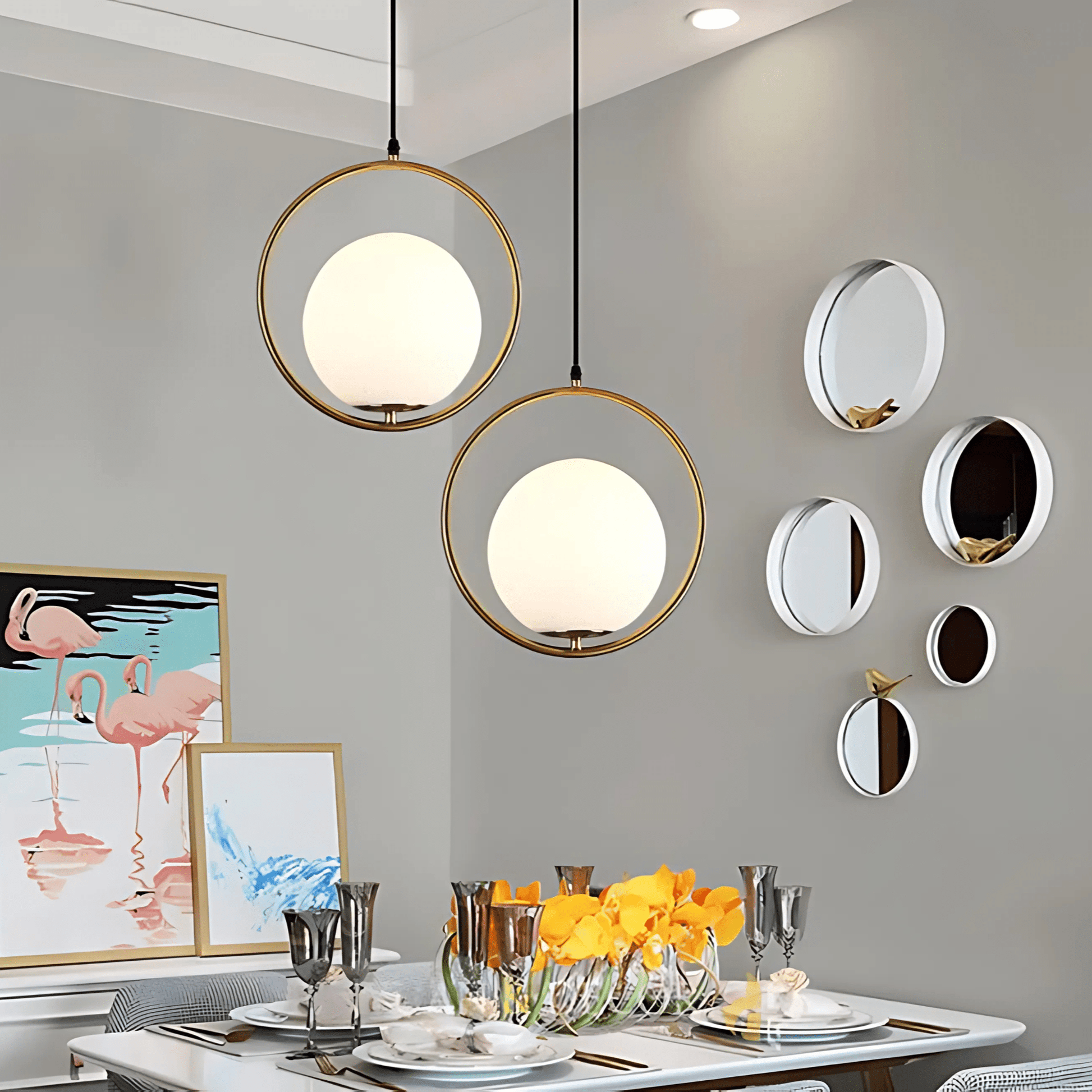 Minimalist Pendant Lights With Frosted Glass Globes NALANI