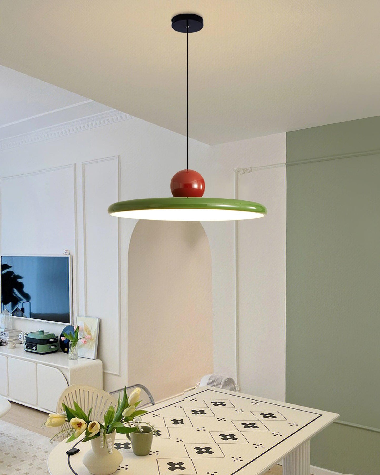 Minimalist Round Disk Pendant Light With Warm Glow NALANI
