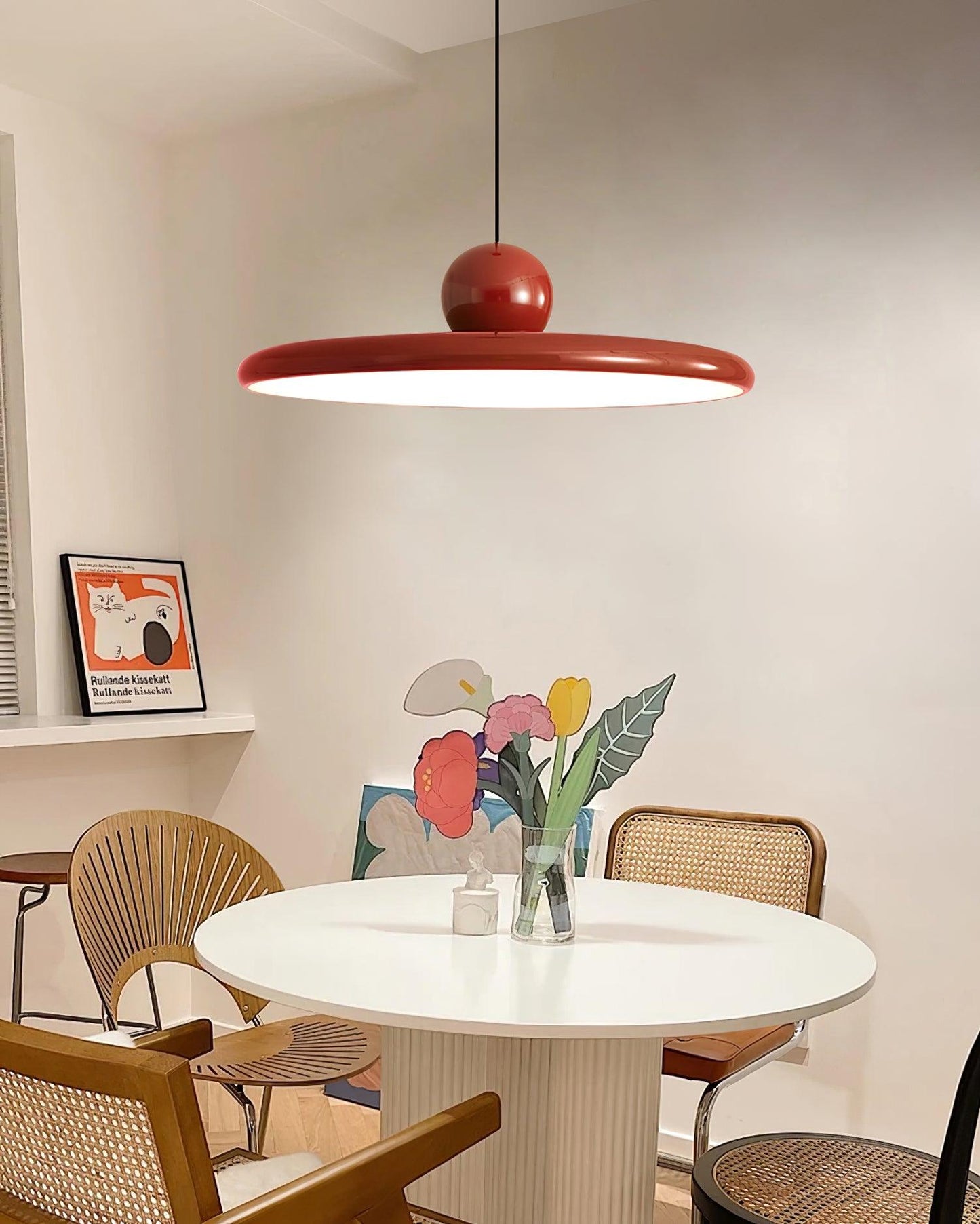 Minimalist Round Disk Pendant Light With Warm Glow NALANI