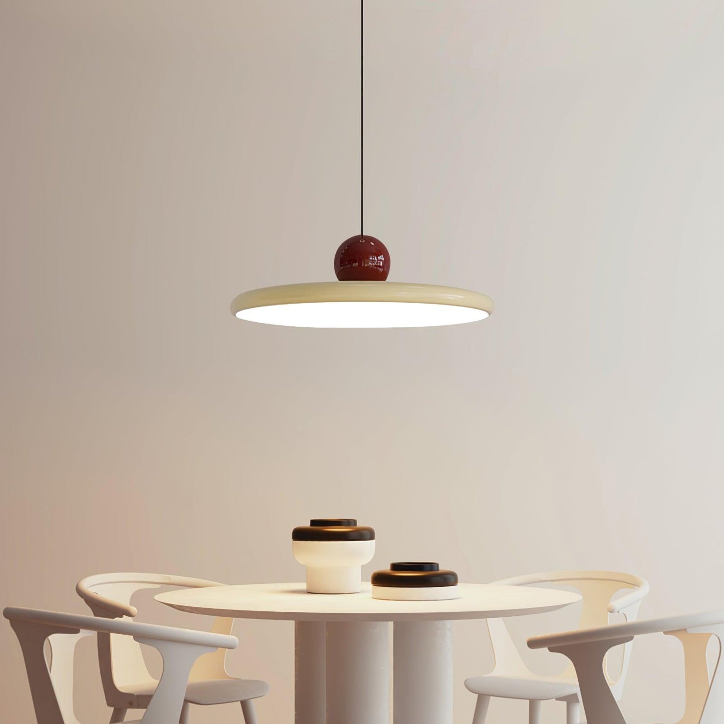 Minimalist Round Disk Pendant Light With Warm Glow NALANI