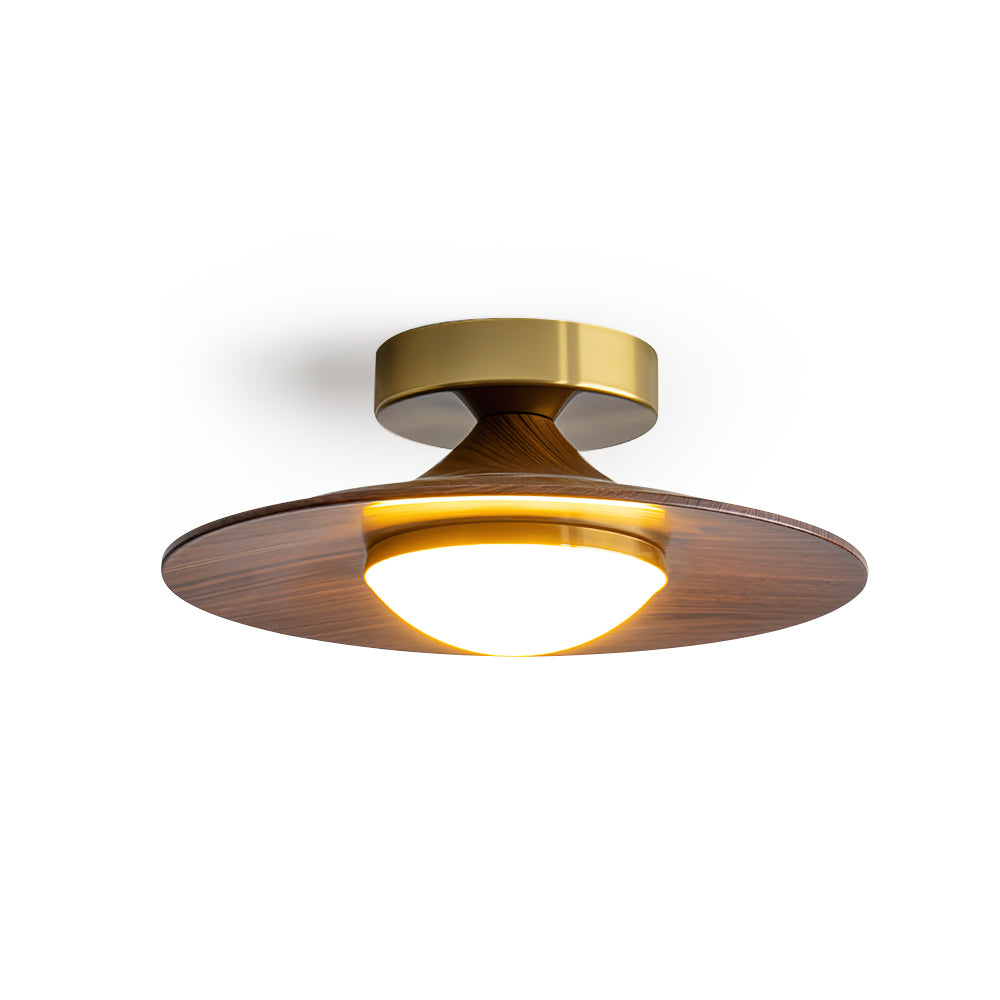 Modern Ceiling Lamp With Wood Textured Accent Metal Frame NALANI