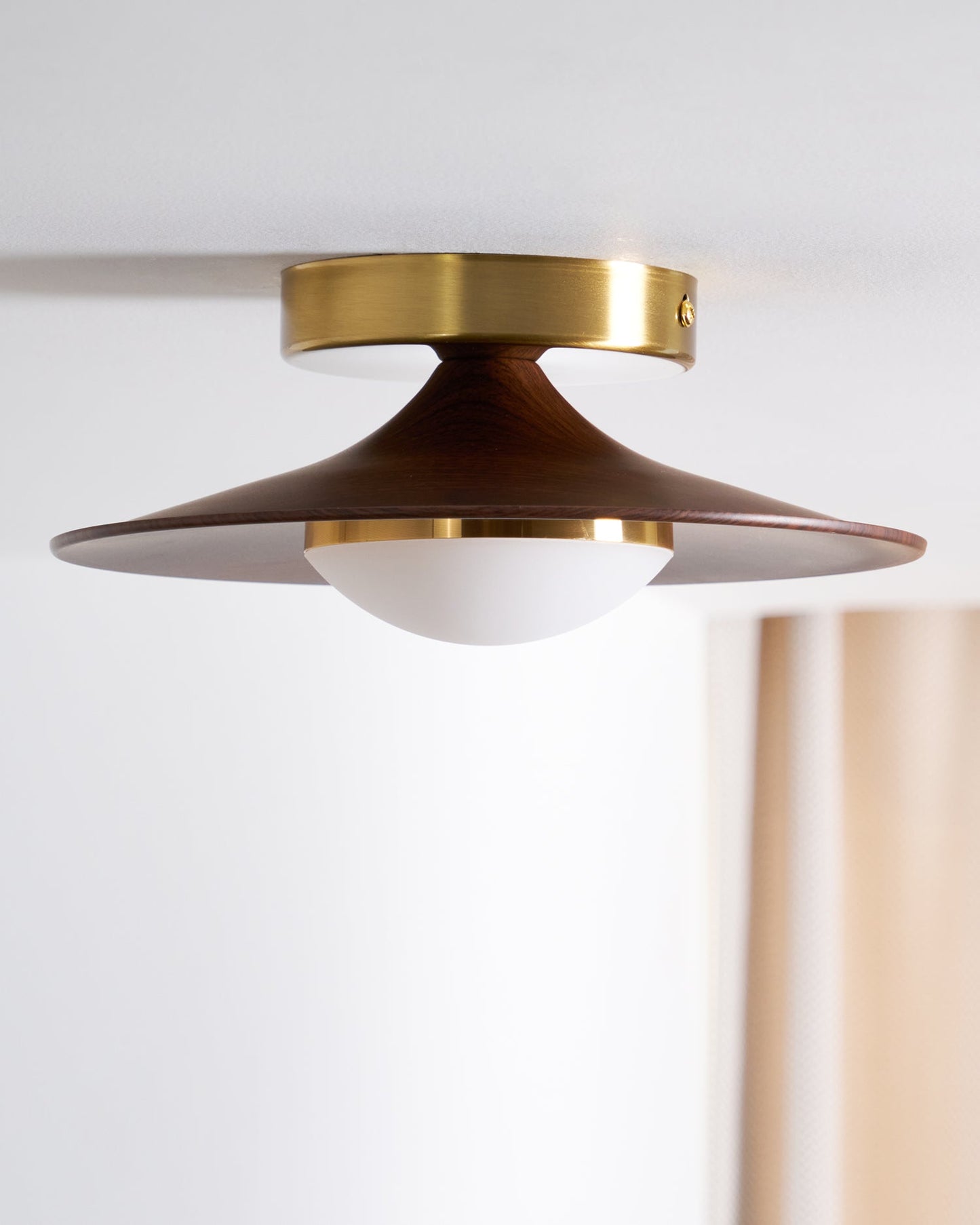 Modern Ceiling Lamp With Wood Textured Accent Metal Frame NALANI