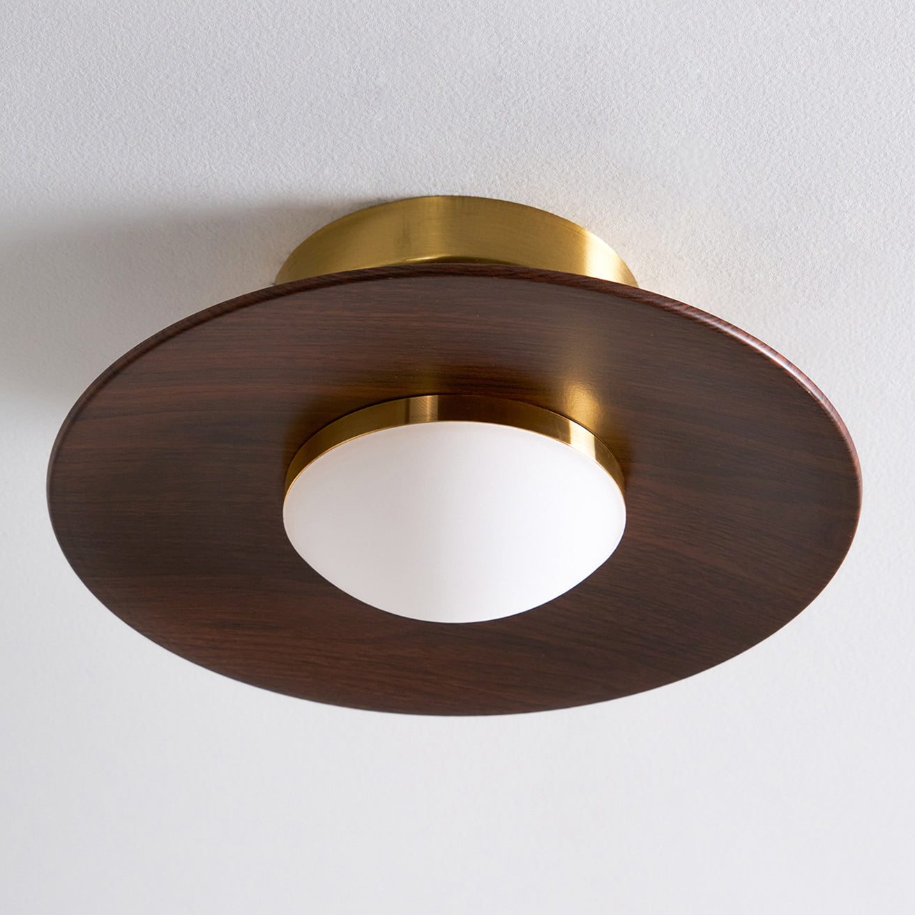 Modern Ceiling Lamp With Wood Textured Accent Metal Frame NALANI