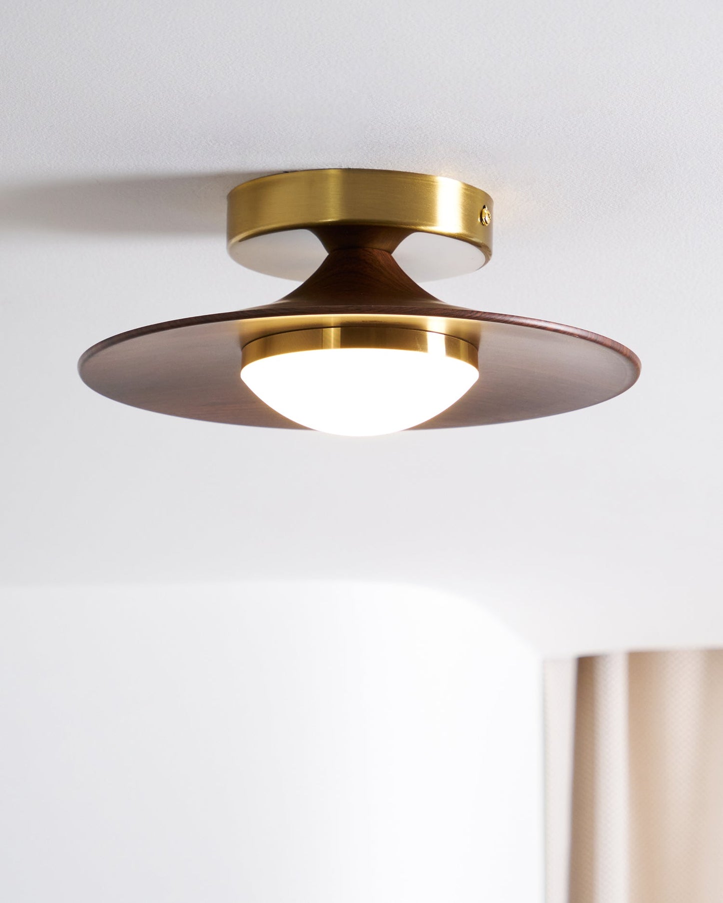 Modern Ceiling Lamp With Wood Textured Accent Metal Frame NALANI