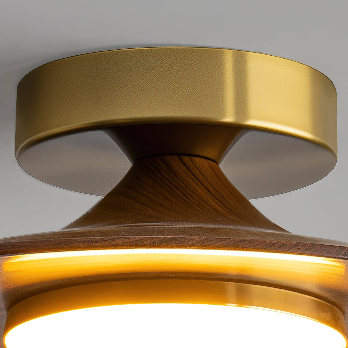 Modern Ceiling Lamp With Wood Textured Accent Metal Frame NALANI