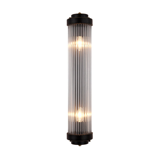 Modern Crystal Wall Sconce Black Finish 2 Light Pipe Lamp NALANI