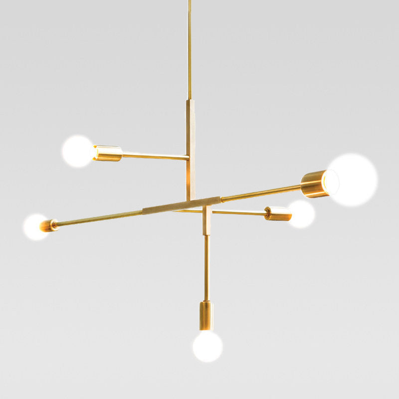Modern Minimalist Linear Chandelier White Glass 5 Light NALANI