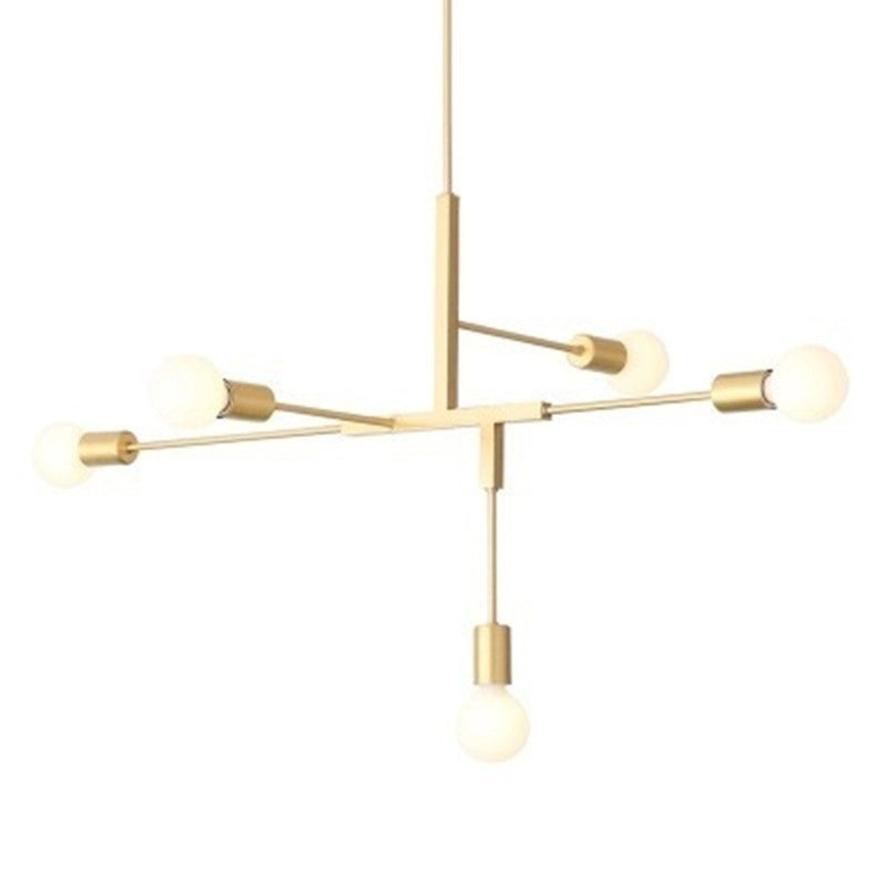 Modern Minimalist Linear Chandelier White Glass 5 Light Gold NALANI