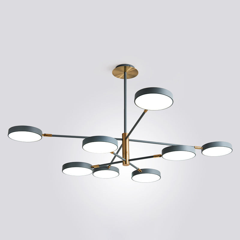 Modern Round Ceiling Chandelier Metal Pendant Light Living 8 Grey NALANI