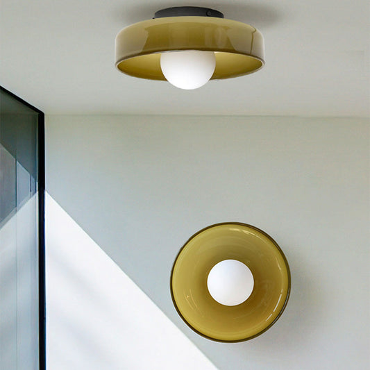 Modern Round Flush Mount Kitchen Flush Ceiling Light Fixture Olive Green D25*H15cm NALANI