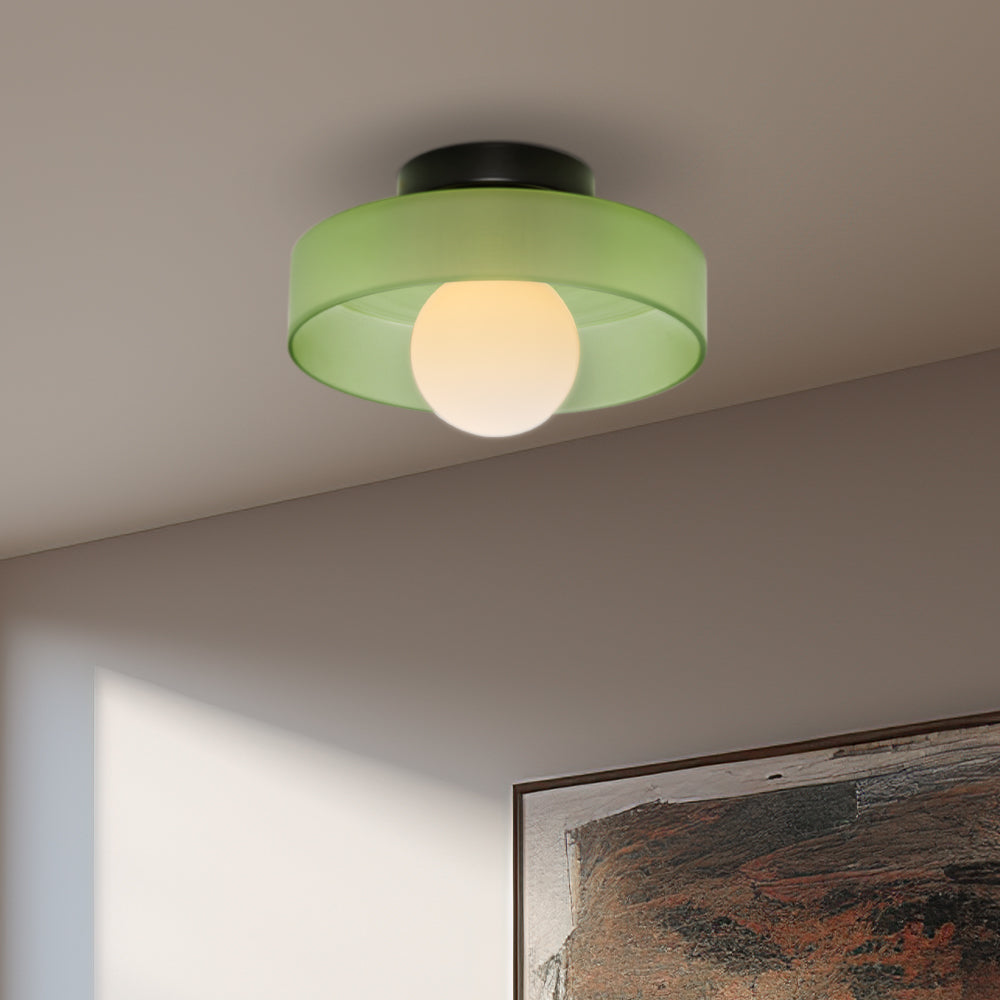 Modern Round Flush Mount Kitchen Flush Ceiling Light Fixture Frosted Green D35*H15cm NALANI