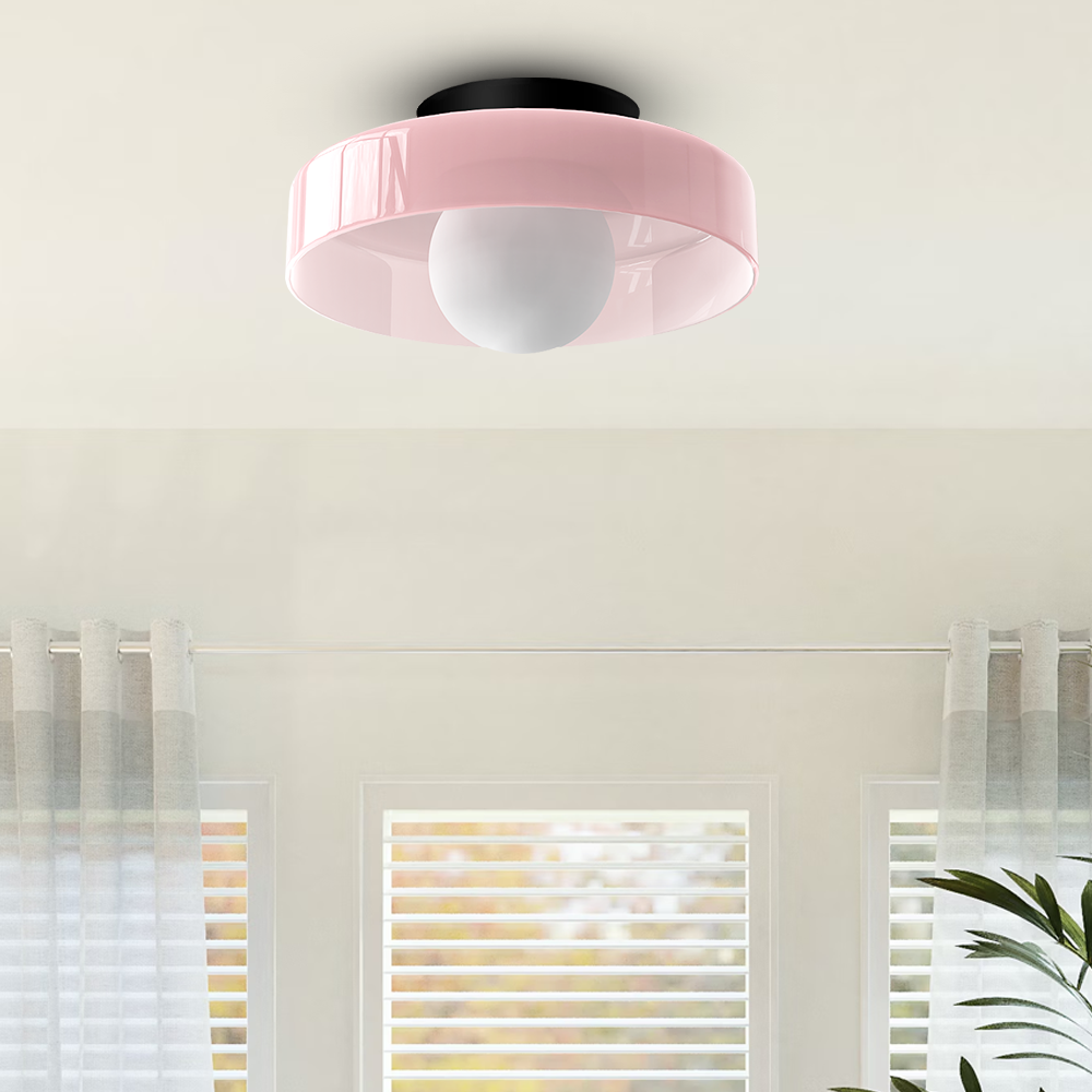 Modern Round Flush Mount Kitchen Flush Ceiling Light Fixture Pink D25*H15cm NALANI
