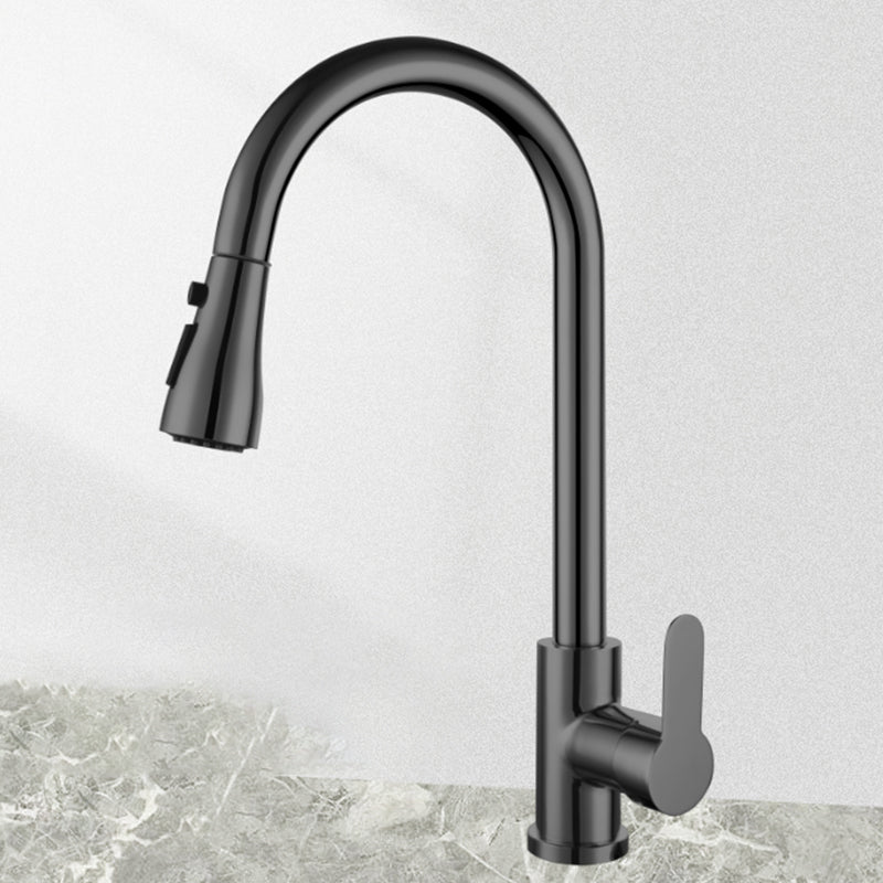 Modern Stainless Steel Kitchen Faucet Dual and Tri Mode Dark Gray Tri-Mode Supply Lines Included NALANI