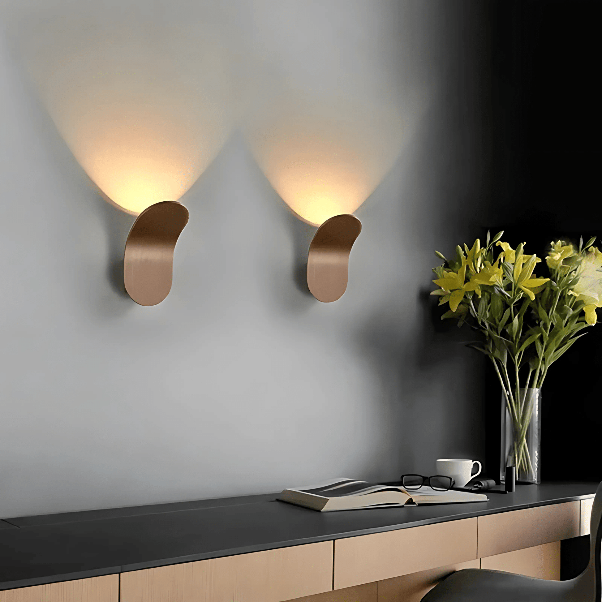 Modern Wall Light With Curved Metal Body In Brushed Finish NALANI
