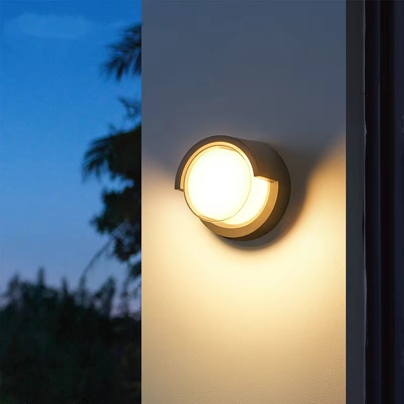 Motion Sensor Outdoor Wall Lamp for Modern Home Illumination Circle 1 Piece NaLani