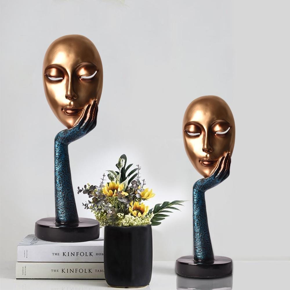 Table Accent Sculpture for Minimal Classic Home Decor Set of 2 (Small + Regular) Gold NaLani