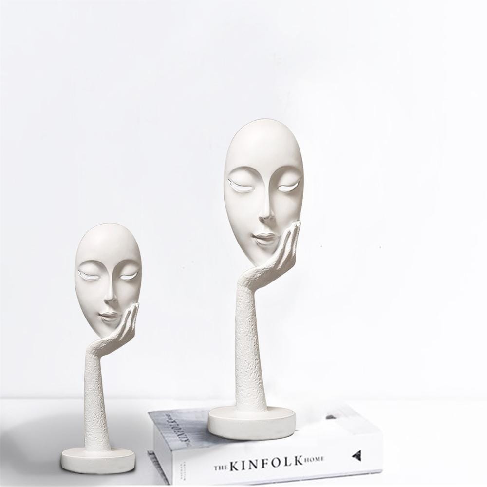 Table Accent Sculpture for Minimal Classic Home Decor Set of 2 (Small + Regular) White NaLani
