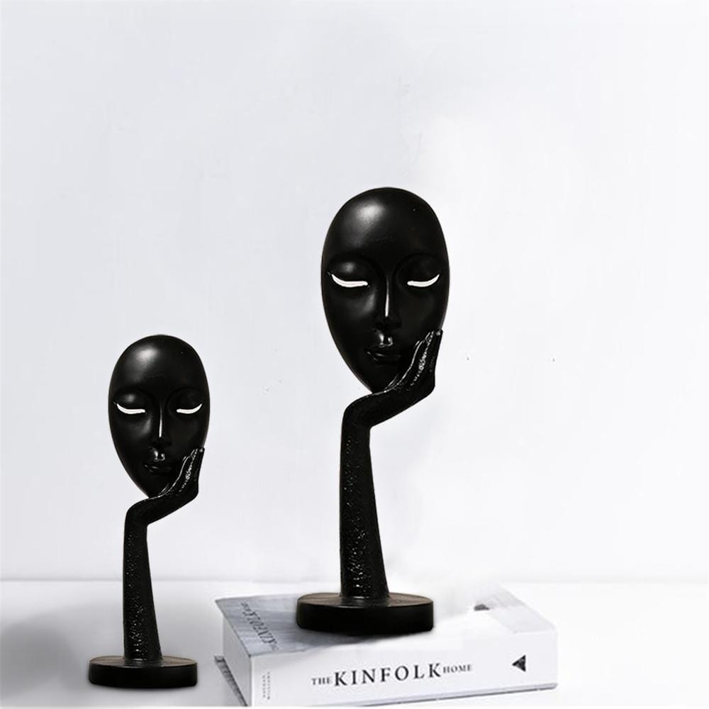 Table Accent Sculpture for Minimal Classic Home Decor Set of 2 (Small + Regular) Black NaLani