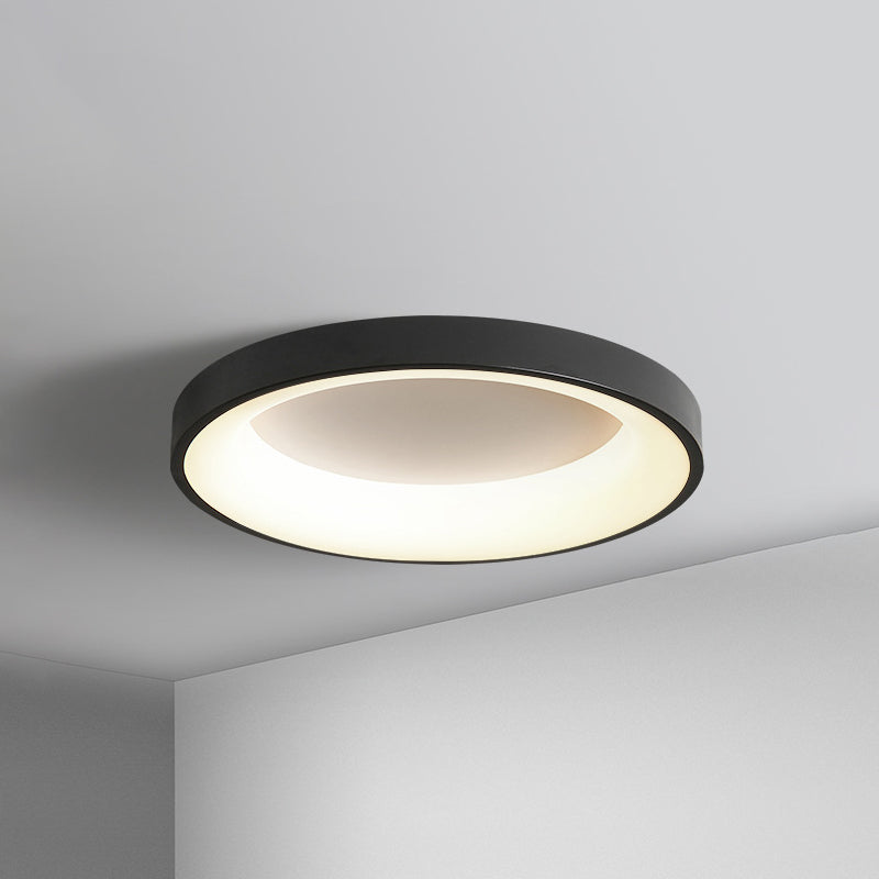 Nordic Circular LED Flush Mount Ceiling Lamp Bedroom Black 19" NALANI