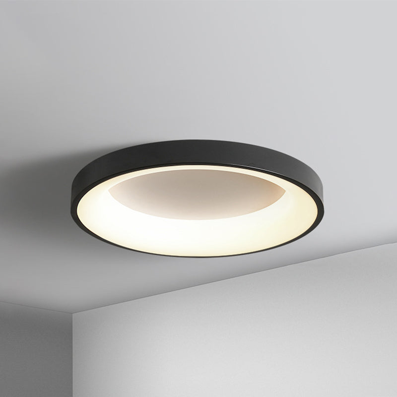 Nordic Circular LED Flush Mount Ceiling Lamp Bedroom Black 23.5" NALANI