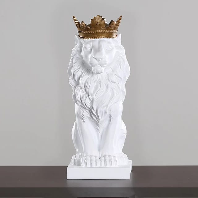 Nordic Minimalist Regal Lion Home Decor Accent for Royal Look White NaLani