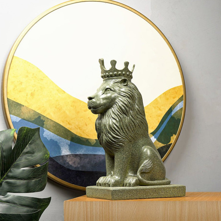 Nordic Minimalist Regal Lion Home Decor Accent for Royal Look Muddy Green NaLani