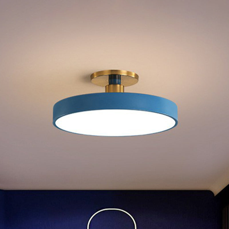 Nordic Style Round Flush Mount LED Ceiling Light for Kids Room Blue NaLani