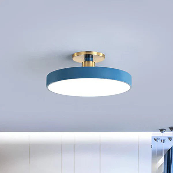 Nordic Style Round Flush Mount LED Light for Bedroom Ceiling Blue NaLani
