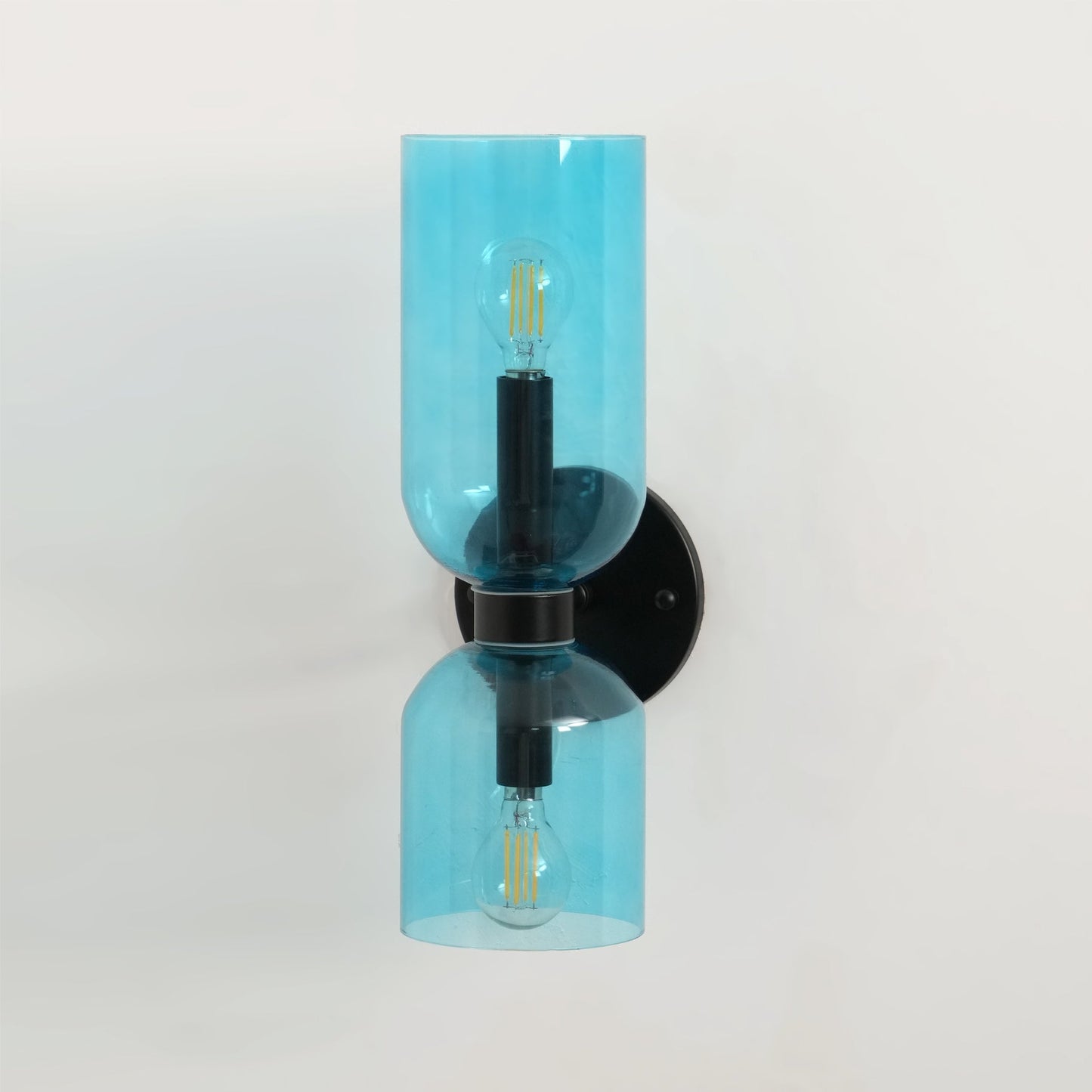 Opal Glass Wall Lamp With Warm Glow Modern Sconce Lighting ∅ 4.7″ x H 13.8″ Dia 12cm x H 35cm Matt black Blue NALANI