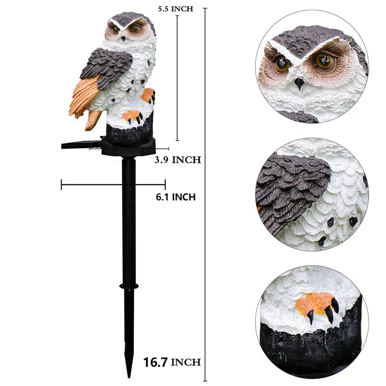 Owl Shaped Solar Garden Light With Decorative Pole Outdoor NALANI