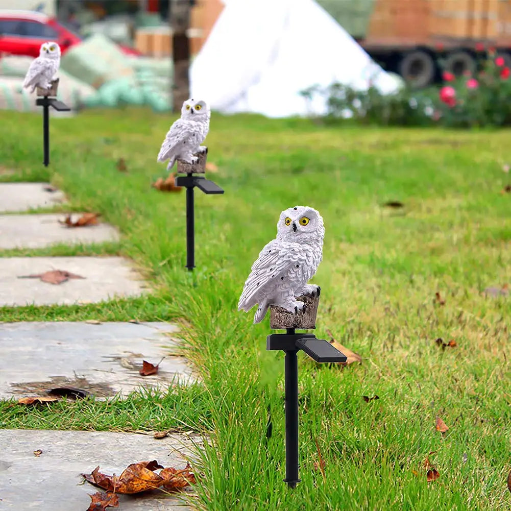 Owl Shaped Solar Garden Light With Decorative Pole Outdoor NALANI