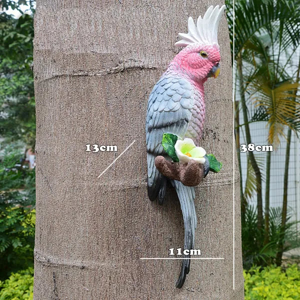 Parrot Wall Decoration Resin Sculpture for Garden and Home SEREIN