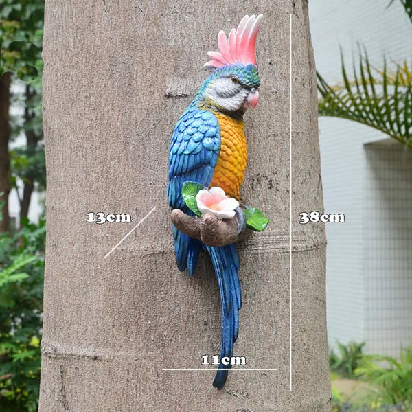 Parrot Wall Decoration Resin Sculpture for Garden and Home Rainbow SEREIN