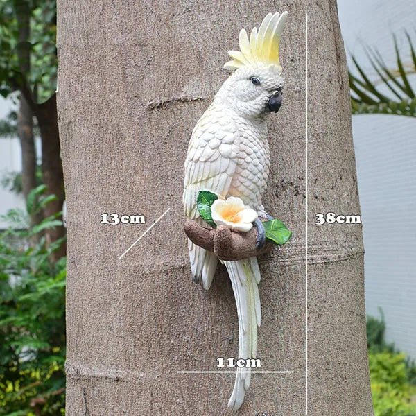 Parrot Wall Decoration Resin Sculpture for Garden and Home Grey SEREIN