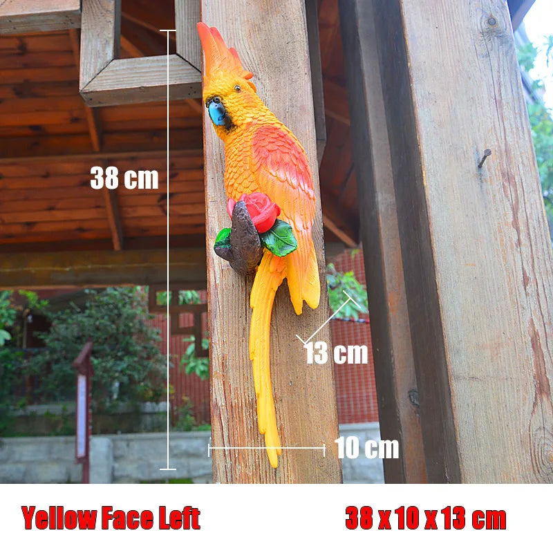 Parrot Wall Decoration Resin Sculpture for Garden and Home SEREIN