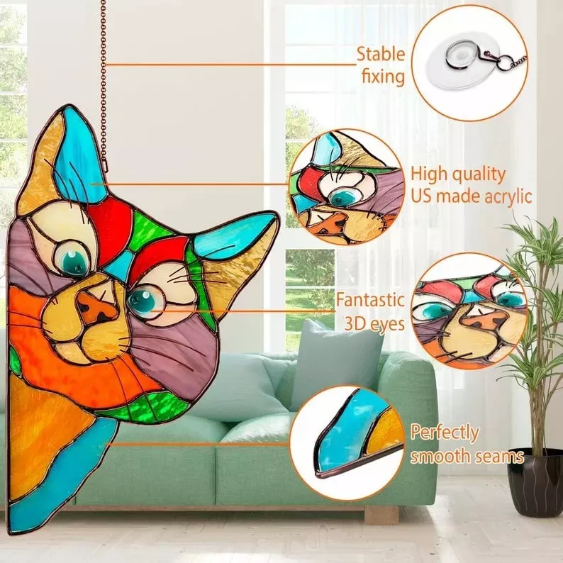 Peeking Cat Window Hanging Decor For Cozy Home Accent NALANI
