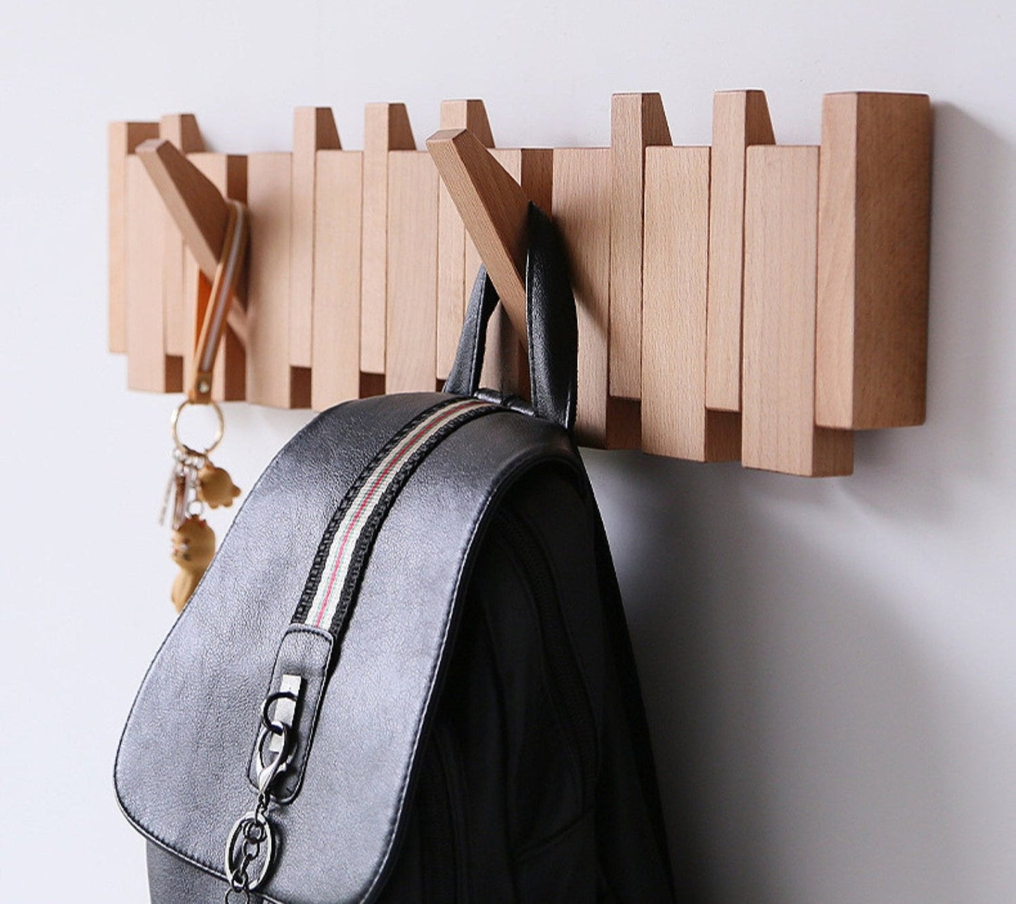 Piano Coat Rack Stylish Wooden Hanger for Home Decor Oak wood NALANI