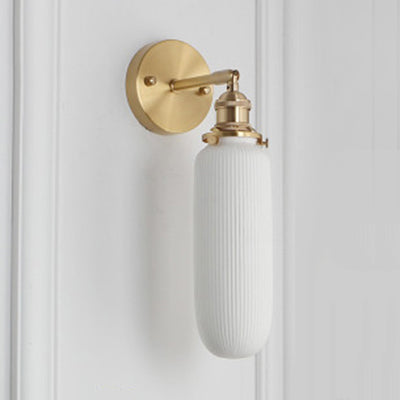 Porcelain Wall Light Brass Socket Modern Wall Sconce Brass 8.5" A NALANI