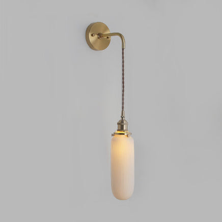 Porcelain Wall Light Brass Socket Modern Wall Sconce Brass 8.5" B NALANI