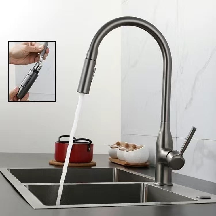 Pull Down Kitchen Faucet One Handle High Arc Dispenser Grey NALANI
